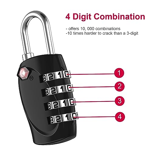 ZHEGE Luggage Locks TSA Approved, Zipper Locks for Suitcase (Black, 2 Pack) - color: Black, 2P