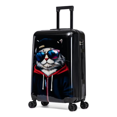 InUSA Cat Print 24-Inch Hardside Spinner Luggage Lightweight & TSA Lock - color: Cat, size: 24 Inch