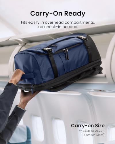 tomtoc Travel Backpack 40L, TSA Carry On Bag Flight Approved, PFAS Free - color: Dark Blue-ripstop, size: 40L