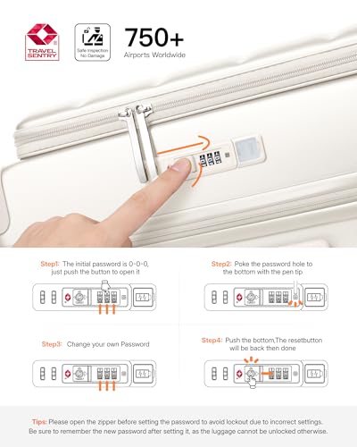 20IN Top-Opening Expandable Carry On Luggage-Milky White - color: Milky White, size: 20 IN