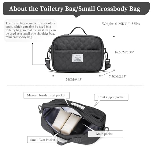 Weekender Bags for Women,Personal Item Travel Bag with Shoes Compartment - color: Black with BlackGray Toiletry Bag, size: Large