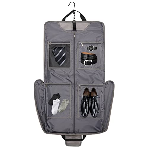 Modoker Carry On Garment Bags for Travel Hanging Clothes Suit Bag Luggage Organizer, Foldable Suit Carrier Gift for Men Women - color: Light Grey