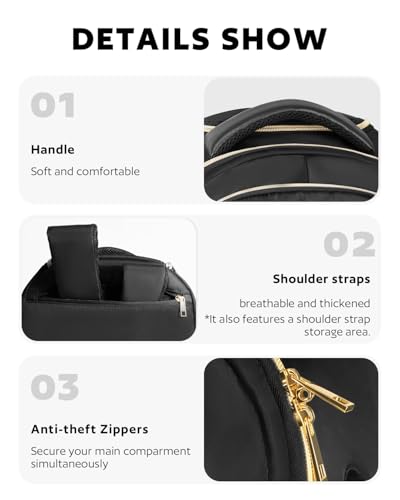 Arcoyard Rolling Backpack for Women, 15.6 Inch Travel Backpack with Wheels - color: Black Gold, size: 15.6-inch