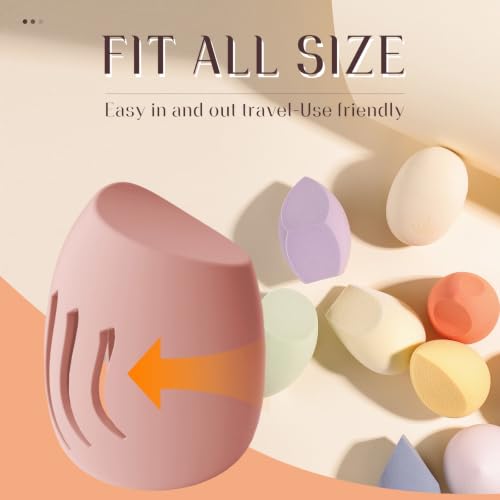 Silicone Makeup Sponge Holder,Fit All Sponges,Double-Sided Breathable(Pink - color: Pink*1