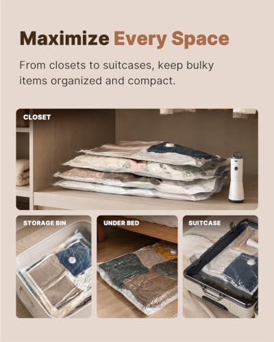 Vacbird Travel Vacuum Storage Bags with Rechargeable Cordless Pump, 12 Pack Vacuum Seal Bags for Clothing(4 Large+4 Medium+4 Small), Compression Packing for Clothes Suitcase Luggage Blanket Pillows - style: 12 Combo+Wireless Pump
