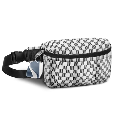 TOPEAST Waist Pack 3.5L Fanny Packs with Water Bottle Holder - color: Black White Gingham