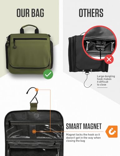 VENTURE 4TH Hanging Travel Toiletry Bag, 18 Compartments - Dark Green - color: Dark Green