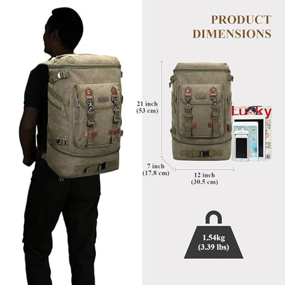 WITZMAN Travel Backpack for Men Women Carry-on Airline Approved - color: Army Green