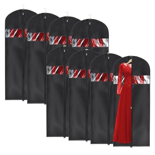 Univivi Garment Bag Suit Bags for Closet Storage, Black, 60 Inch, Set of 8 - size: 24"X60"-8pcs - Oxford