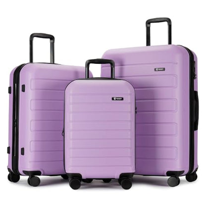 GinzaTravel 3-Piece Purple ABS Hardside Luggage Set 20"/24"/28" Suitcases