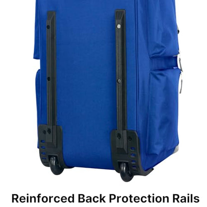 Olympia U.S.A. 29 inch Jumbo Size 8 Pockets Wheeled Rolling Duffel Bag Water Resistant Luggage Lightweight Travel Suitcase with Retractable Handle - color: Royal Blue, size: 29 inch
