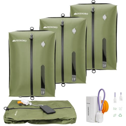 Vacuum Bag for Travel,IPX8 Waterproof Reusable Compression Bags - color: Green, size: 3 PC -With Pump