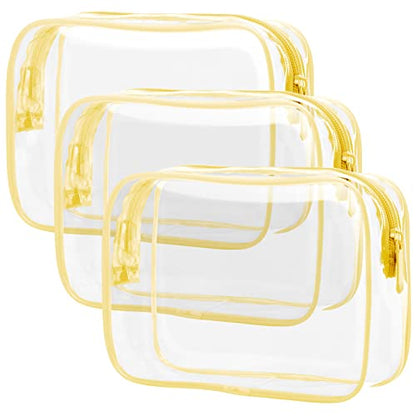 PACKISM Clear Makeup Bag for Travel - TSA Approved Toiletry Bag, Yellow - color: Light Yellow 3 Pack, size: Medium Set (Standard)