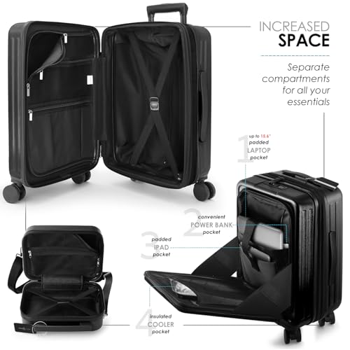 TRAVELARIM 20 Inch Carry On Luggage 22x14x9 Airline Approved Suitcase - color: Black, size: Carry-on 20 Inch
