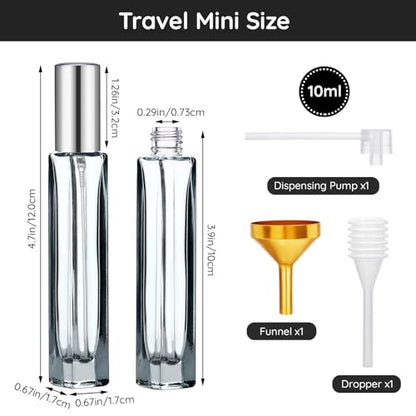 Segbeauty 0.34oz Empty Travel Cologne Sprayer, 2pcs 10ml Small Perfume Spray Bottle Refillable, Gray Travel Perfume Atomizer Glass Bottles Set with Refill Kit, Mini Fragrance Atomizer Portable - color: Gray