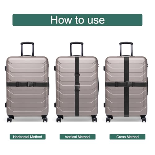 uxcell 4 Pcs Luggage Straps for Suitcases Luggage Connector Strap Buckle - color: Black