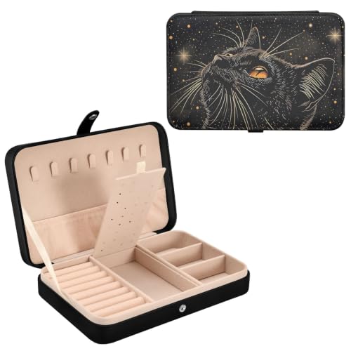 senya Leather Jewelry Box Starry Black Cat Ring Storage - color: Cat 2