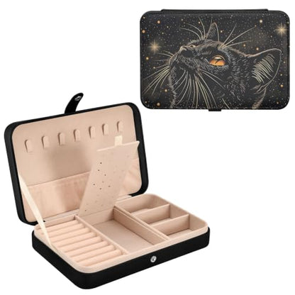 senya Leather Jewelry Box Starry Black Cat Ring Storage - color: Cat 2
