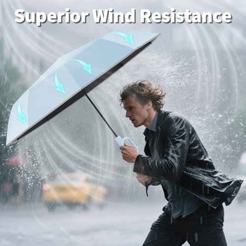 Seniny Travel Umbrella with UV Sun Protection, Large Rain Umbrellas - color: Sky Blue