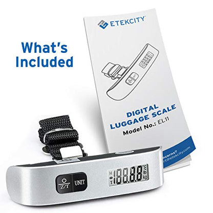 Etekcity Luggage Scale, Travel Essentials, Digital Suitcase Weight Scales for Travel Accessories, Hanging Baggage Scale with hook, 110 Pounds, Battery Included, Silver - color: Ash Silver