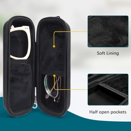 Double Eyeglasses Case for Dual Sunglasses, Hard Shell with Zipper - color: Black 2 Packs