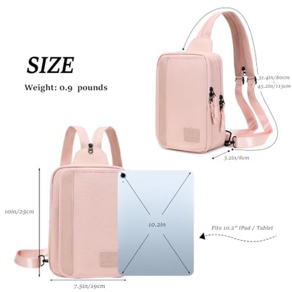 MYHOZEE Sling Bag Crossbody Backpack Purse - 2 in 1 Nylon Cross Body Bag Diaper with Wipes Pouch, Water Bottle Pocket - color: Pink