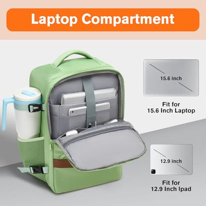 Exquisite Travel Laptop Backpack, Flight Approved Size Carry on Bag (35L) - color: Green, size: XL (8x12.8x18.5")
