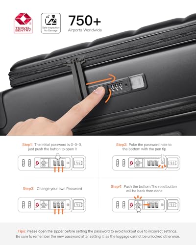 28 Inch Checked Luggage Side Opening Expandable Hardshell Suitcase, 100% PC Lightweight with Brake Spinner Wheels, TSA Lock - Large Travel Suitcase - color: Classic Black, size: 28 IN