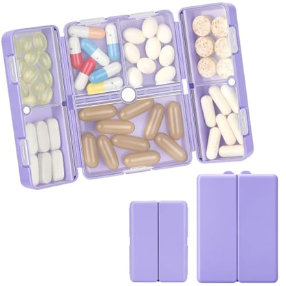 FYY Travel Pill Organizer, Pill Box Medicine Case-2pcs Purple - color: Purple, size: Large (1 Piece), Small (1 Piece)