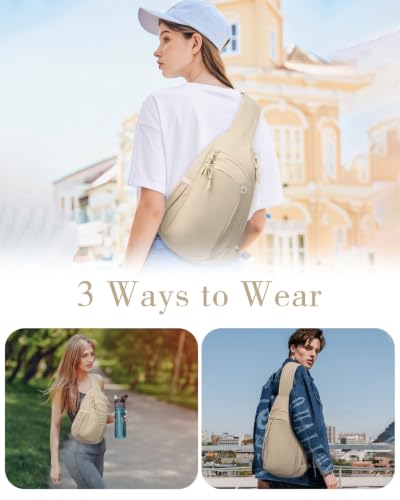 Sling Bag Crossbody Bags for Women with Anti-theft RFID Blocking Pocket - color: Large Khaki, size: Large