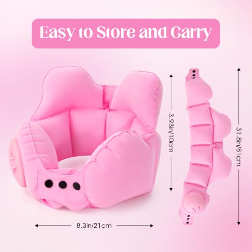 Inflatable Neck Pillow, Portable U-Shaped Travel Pillow with Adjustable Snap Pink - color: Pink