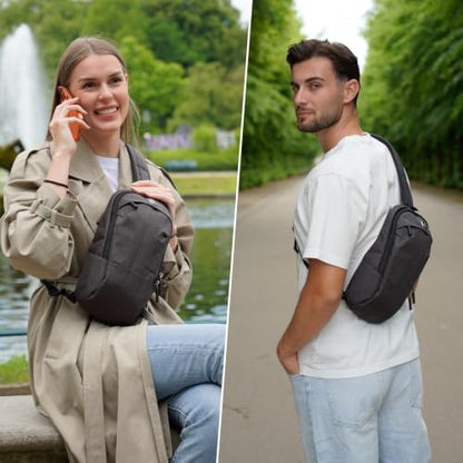 Swissdigital Design Crossbody Bag for Men, RFID Blocking Sling Bag with Adjustable Strap Use - color: Dark Grey