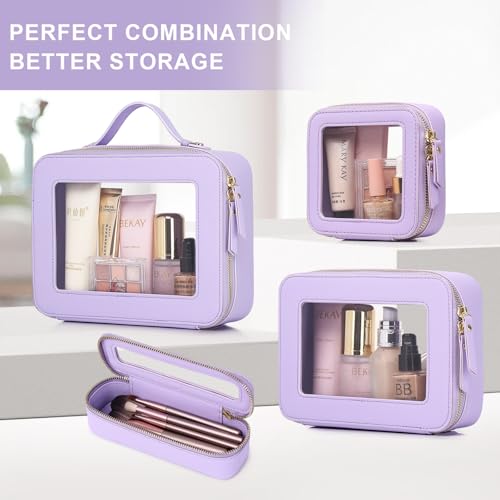 Pinkmik Travel Clear Makeup Bag,(Purple, M+SLIM) - color: B1/Purple, size: M+SLIM