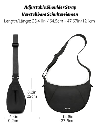 Crossbody Bag for Women Anti-theft Crescent Shoulder Bag Purse Hobo Bag | Anti-theft,Waterproof,Hidden pocket,2 main compartments - color: A-black New