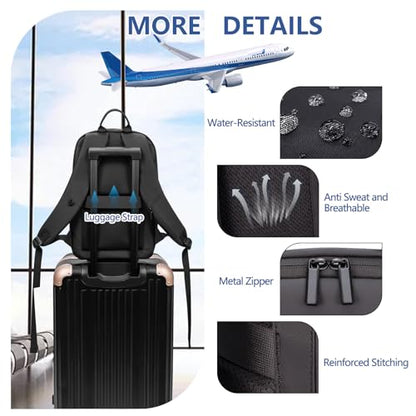 Backpack for Men Slim Business Laptop Commute Backpack - color: Black, size: 15.6", style: With Pocket