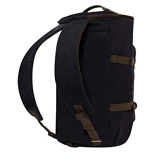 Rothco Convertible Canvas Duffle Backpack – Outdoor Camping Weekend Travel Bag 30L - color: Black