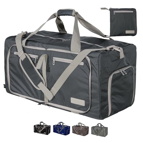 LEGEND 80L Foldable Duffle Bag With Shoe Compartment - Dark Gray - color: Dark Gray, size: 80L