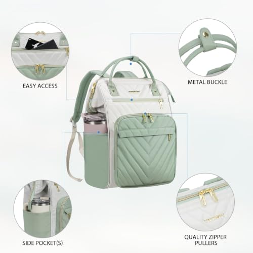 VANKEAN 18 Inch Laptop Backpack for Women Large Capacity - color: Beige-light Green, size: 18 Inch