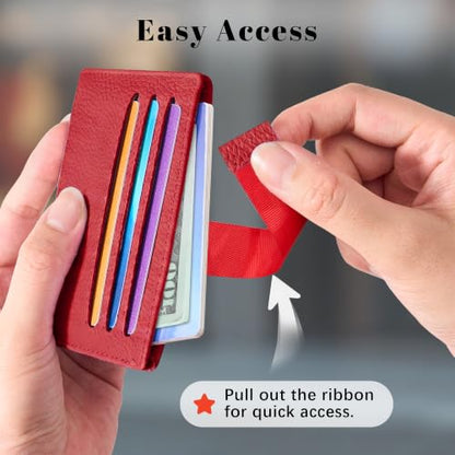 Airkit Small Slim ID Case, Womens Credit Card Holder Wallet, RFID Sleeve - color: Wine Red
