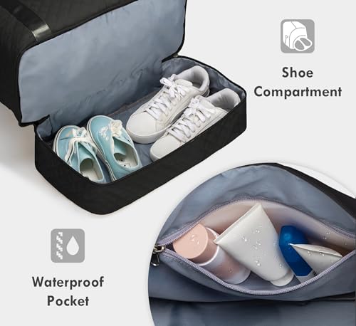 WOOMADA Initial Duffle Bag with Shoe Compartment,Personalized Weekender Bag, Overnight Bag for Women Girls, Gym Bag with Toiletry Bag - color: BLack, style: B