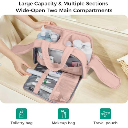 Urbanstand Travel Toiletry Bag, Large Wide-open Makeup Bag for Women, Pink - color: Pink