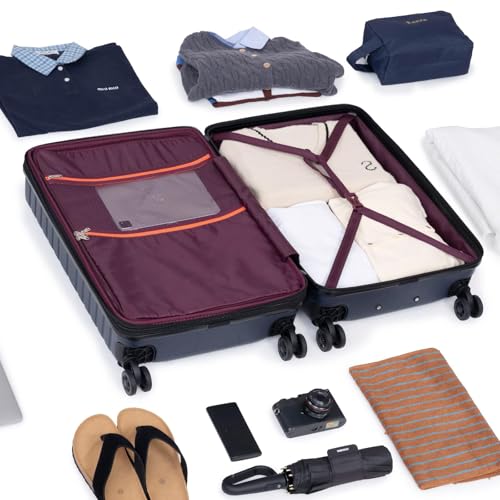 Eeeza Luggage Sets 5 Piece,Hardside Expandable Durable Luggage,21"/25"/30" - color: PorscheBlue