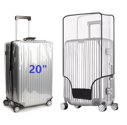 Clear PVC Suitcase Cover Protectors Transparent Luggage Cover Waterproof Wheeled Suitcase Dust Cover Dustproof Travel Luggage Sleeve Protector (20") - size: 20"