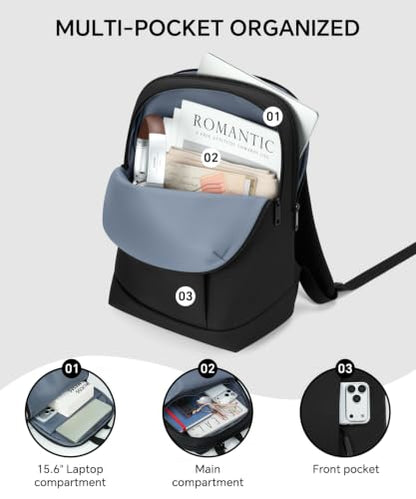 EMPSIGN Lightweight Casual Backpack for Travel Work College, Black - color: Black