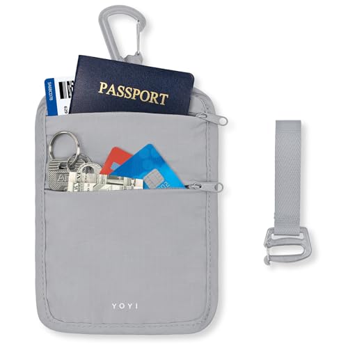 Anti-Theft Belt Waist Travel Wallet Hidden Passport 3-Zone Clip Carabiner - color: Grey