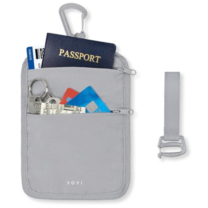 Anti-Theft Belt Waist Travel Wallet Hidden Passport 3-Zone Clip Carabiner - color: Grey