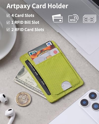 Artpaxy 남성 및 여성용 슬림 지갑, 여행용 미니멀리스트 전면 포켓 카드 홀더, RFID 차단, 신분증, 현금 및 신용 카드용 방수 나일론 지갑, 밝은 옐로우, 미니멀리스트 - color: 밝은 옐로우
