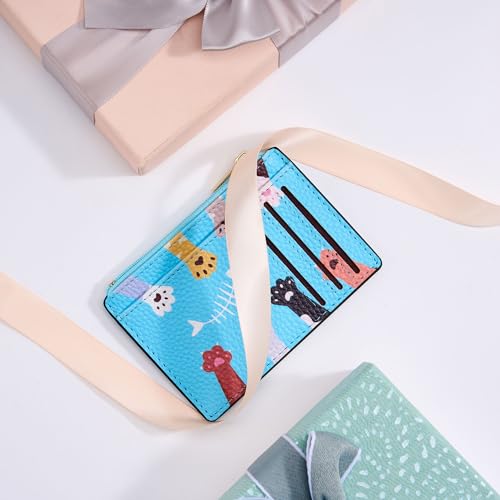 Tipmile Womens Credit Card Holder Wallet, Small Slim RFID Blocking Sleeve - color: Paw-fun