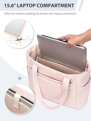 RHDZO Tote Bag for Women with 15.6 Inch Laptop Compartment and Cup Holder - color: Large-2 Set Pink, size: Large-2 Set