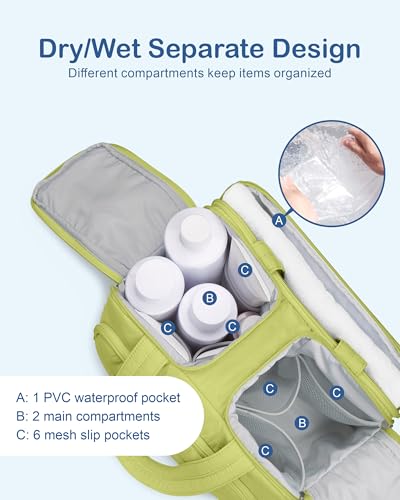TOPDesign Travel Toiletry Bag, Puffer Makeup Organizer with Compartments - color: Light Green